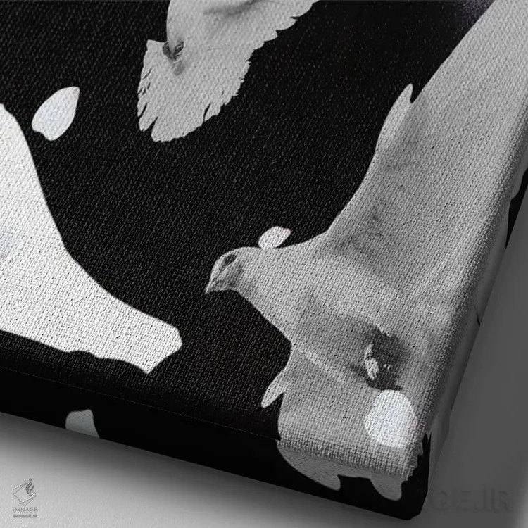 تابلو دکوراتیو کبوترها اثر ادسون راموس - نمای نزدیک بافت بوم