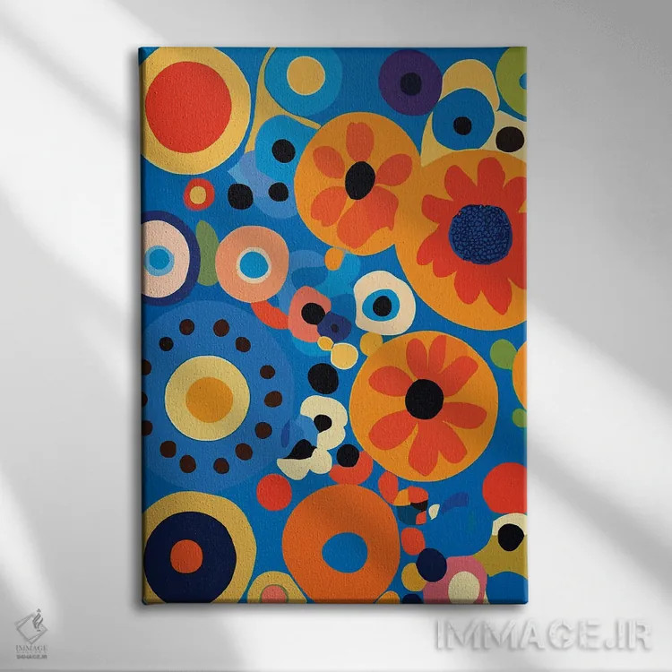 تابلو انتزاعی گل های انتزاعی اثر ادسون راموس - نمای روبهرو روی دیوار