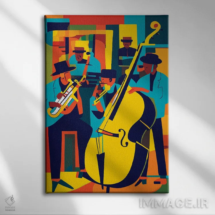 تابلو انتزاعی جاز اثر ادسون راموس - نمای روبهرو روی دیوار