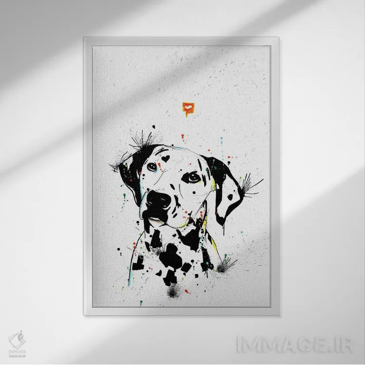 تابلو دکوراتیو سگ دالماتین اثر ادسون راموس - نمای قابدار سفید