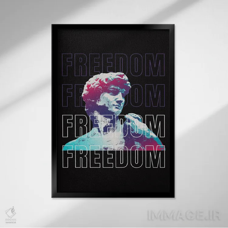 تابلو دکوراتیو تندیس آزادی پاپ اثر ادسون راموس - نمای قابدار مشکی