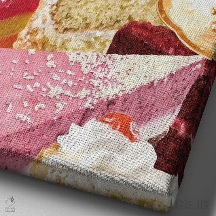 تابلو دکوراتیو کیک های رترو اثر ادسون راموس - نمای نزدیک بافت بوم