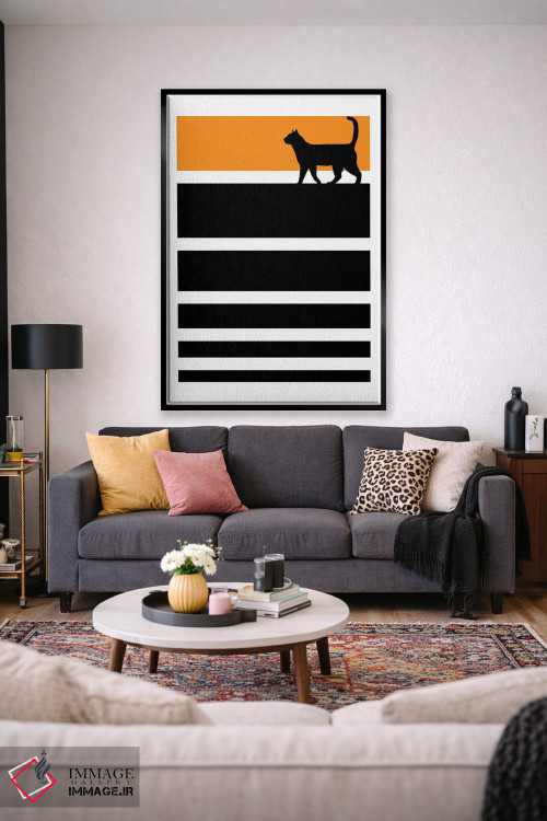 تابلو مینیمال گربه گرافیکی اثر ادسون راموس - D2B