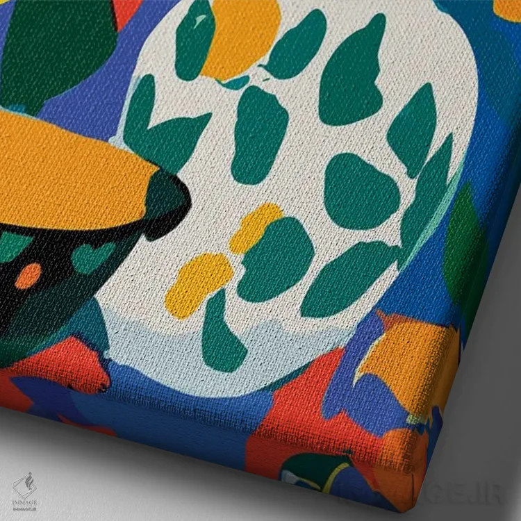 تابلو انتزاعی گلدان گل اثر ادسون راموس - نمای نزدیک بافت بوم