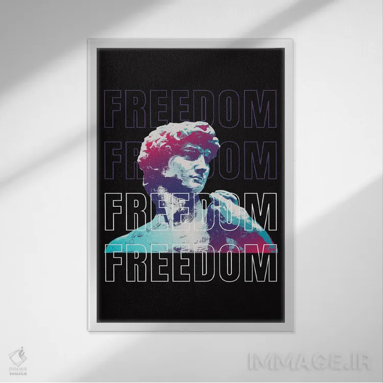 تابلو دکوراتیو تندیس آزادی پاپ اثر ادسون راموس - نمای قابدار سفید