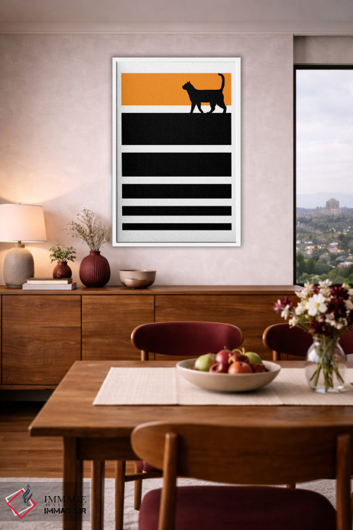 تابلو مینیمال گربه گرافیکی اثر ادسون راموس - D3W