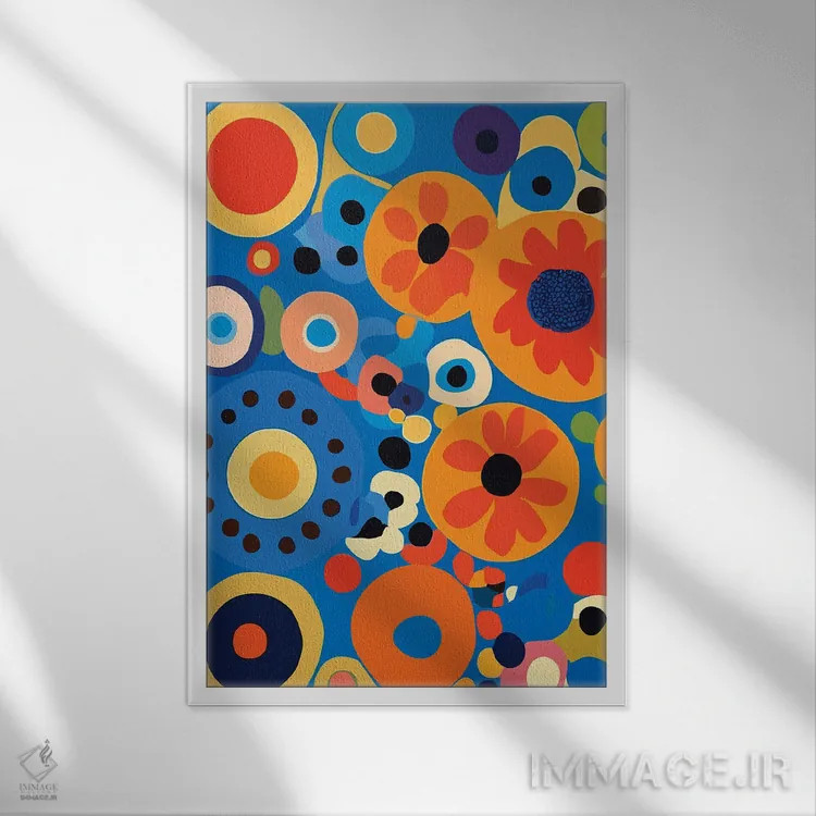 تابلو انتزاعی گل های انتزاعی اثر ادسون راموس - نمای قابدار سفید