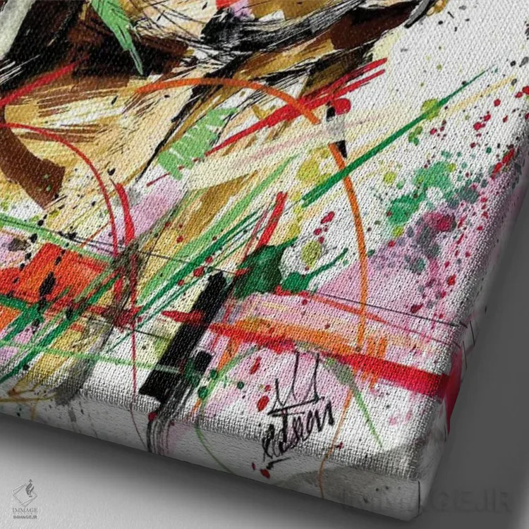 تابلو دکوراتیو سگ گلدن رتریور اثر ادسون راموس - نمای نزدیک بافت بوم