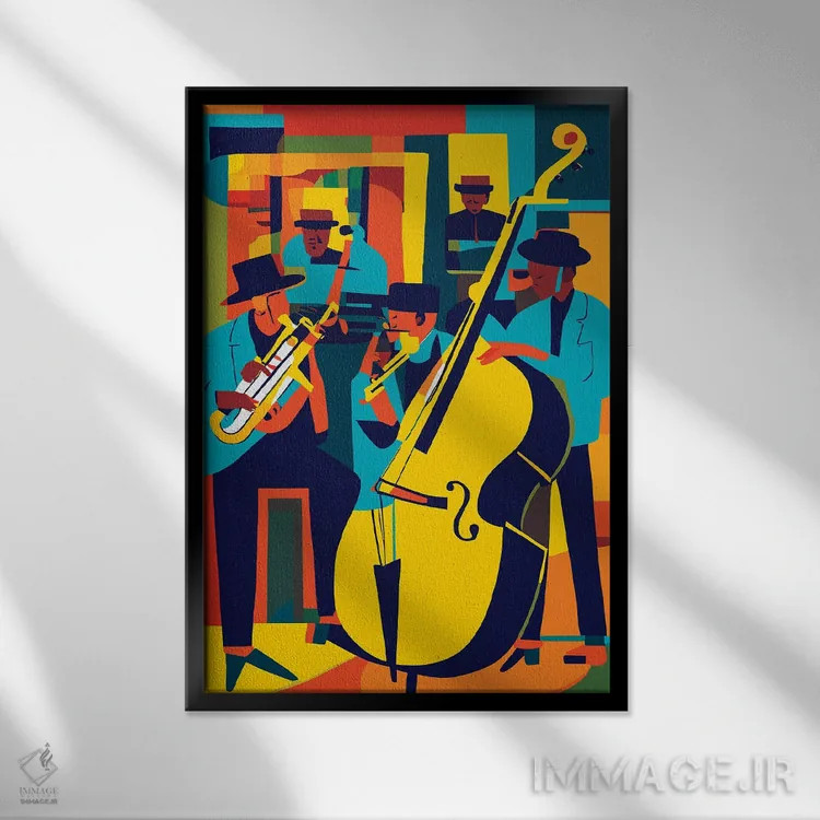 تابلو انتزاعی جاز اثر ادسون راموس - نمای قابدار مشکی