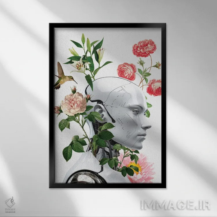 تابلو مدرن گل های رباتی اثر ادسون راموس - نمای قابدار مشکی