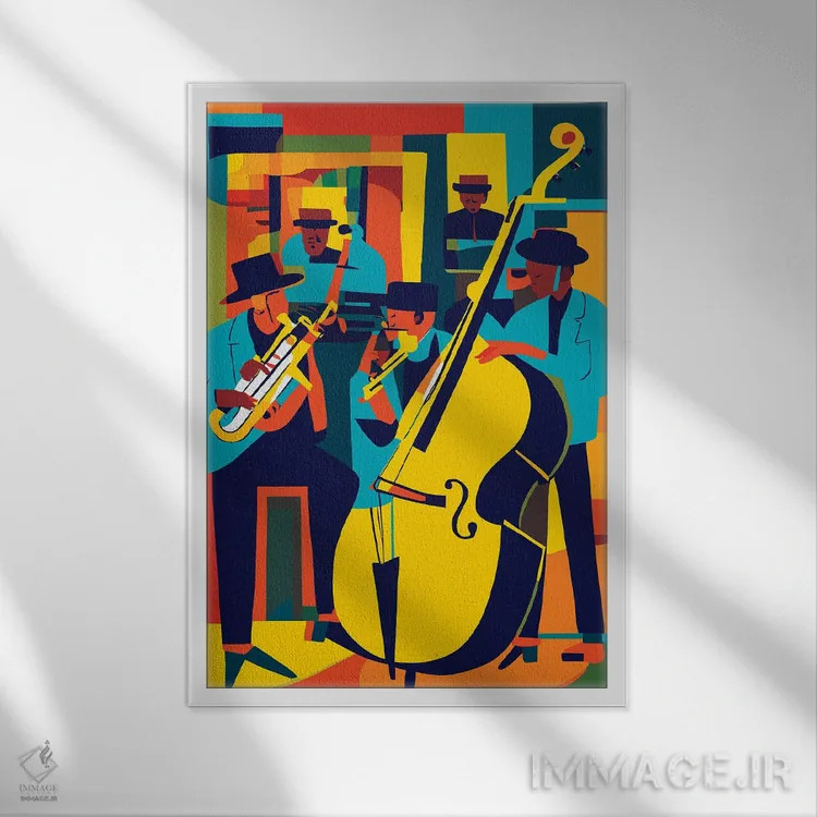 تابلو انتزاعی جاز اثر ادسون راموس - نمای قابدار سفید