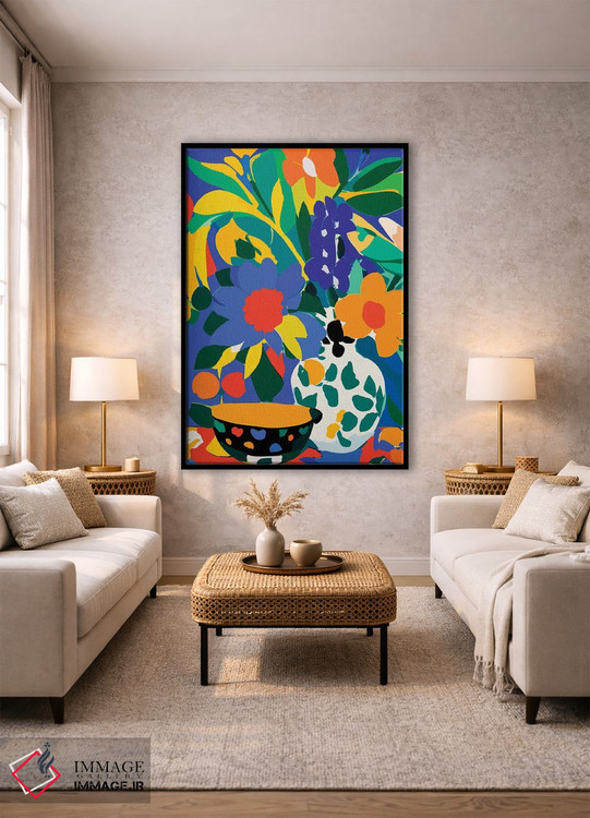 تابلو انتزاعی گلدان گل اثر ادسون راموس - D1B