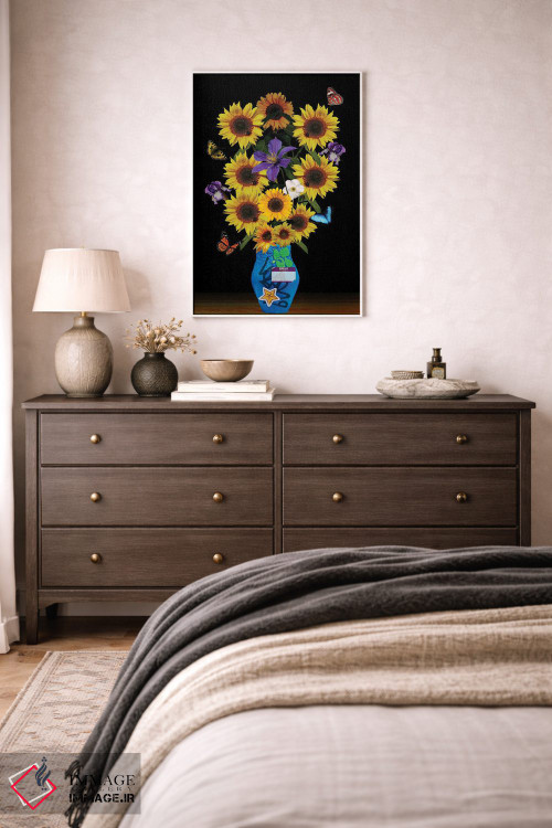 تابلو دکوراتیو گلدان آفتابگردان اثر ادسون راموس - D1W