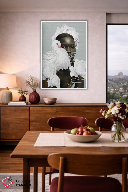 تابلو دکوراتیو قو و رزهای سفید اثر ادسون راموس - D4W