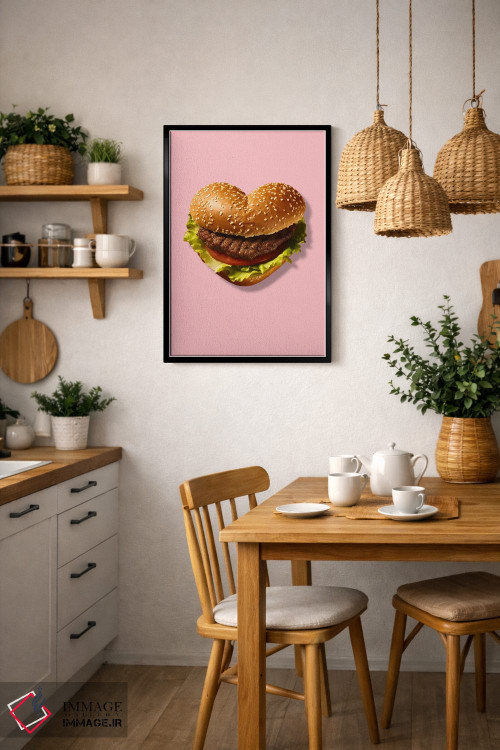 تابلو دکوراتیو همبرگر قلبی پاپ آرت اثر ادسون راموس - D4B