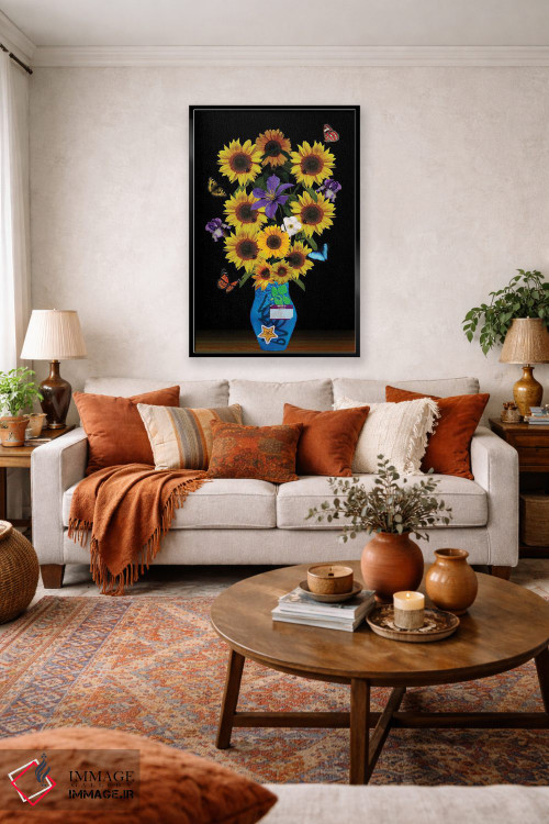 تابلو دکوراتیو گلدان آفتابگردان اثر ادسون راموس - D3B