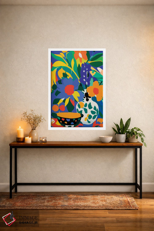 تابلو انتزاعی گلدان گل اثر ادسون راموس - D3W