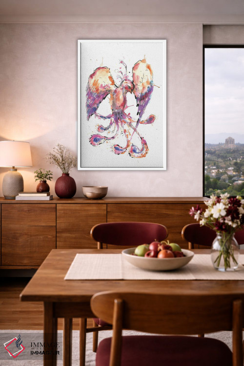 تابلو دکوراتیو ققنوس آبرنگی اثر ادسون راموس - D4W