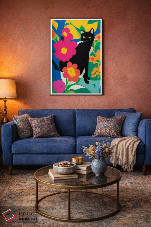 تابلو انتزاعی گربه و گل ها اثر ادسون راموس - D2W