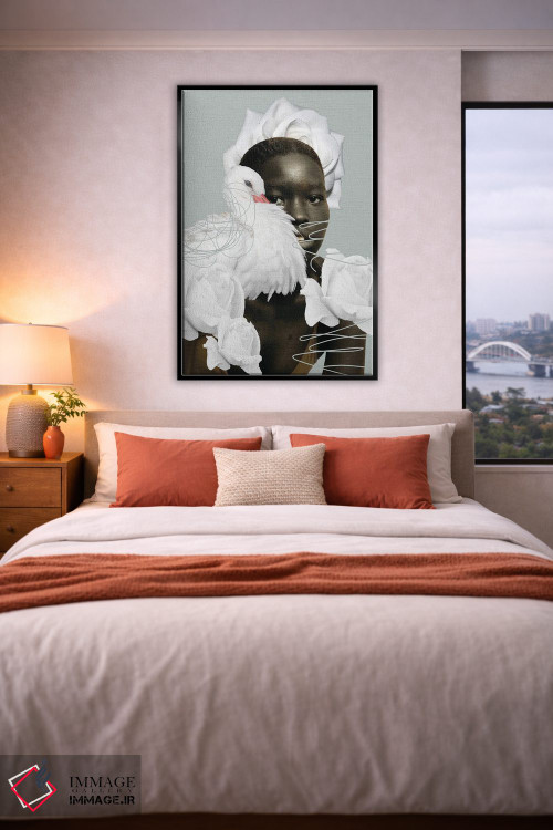 تابلو دکوراتیو قو و رزهای سفید اثر ادسون راموس - D6B