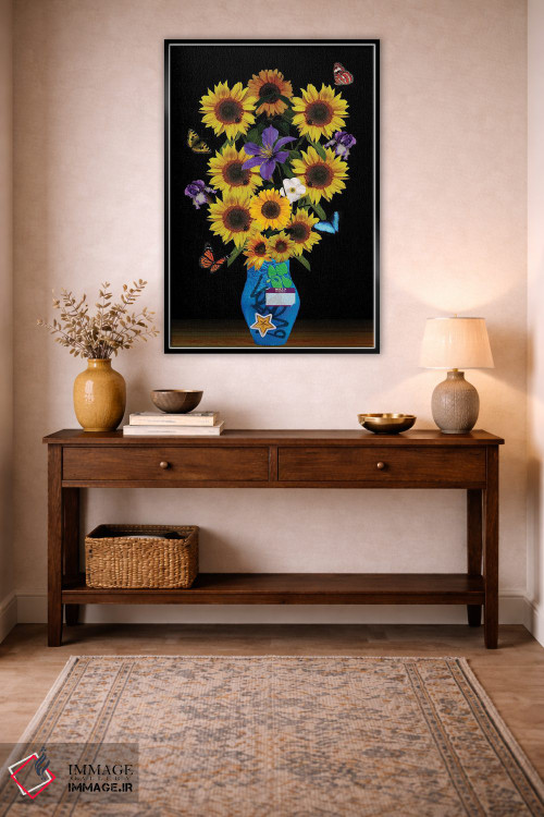تابلو دکوراتیو گلدان آفتابگردان اثر ادسون راموس - D4B