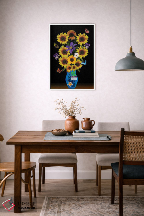 تابلو دکوراتیو گلدان آفتابگردان اثر ادسون راموس - D6W