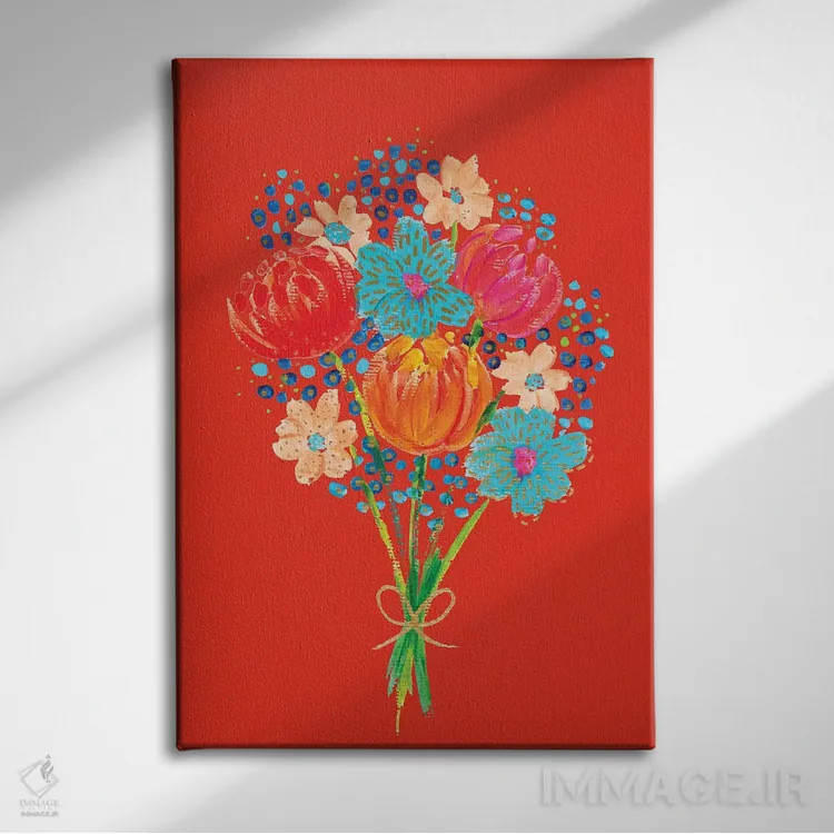 تابلو دکوراتیو دسته گل هفتم اثر اتاوی - نمای روبهرو روی دیوار