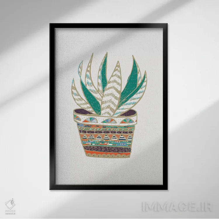 تابلو مدرن ساکولنت، سبز اثر اتاوی - نمای قابدار مشکی