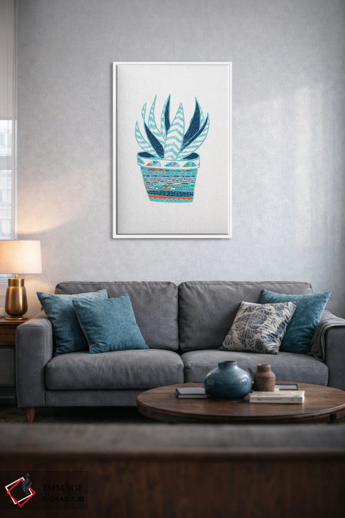 تابلو مدرن ساکولنت، آبی اثر اتاوی - D4W