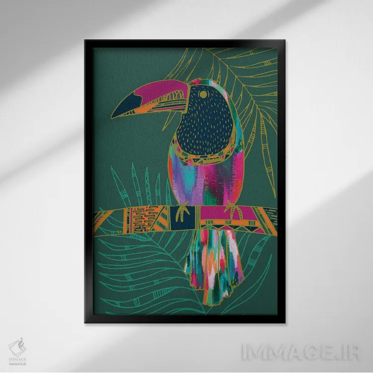 تابلو دکوراتیو توکان اثر اتاوی - نمای قابدار مشکی