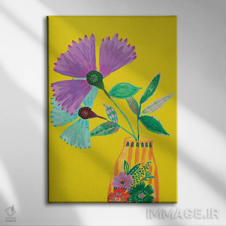 تابلو دکوراتیو گل های سبک بوهمی II اثر اتاوی - نمای روبهرو روی دیوار