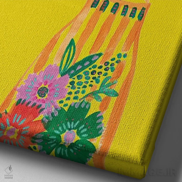 تابلو دکوراتیو گل های سبک بوهمی II اثر اتاوی - نمای نزدیک بافت بوم