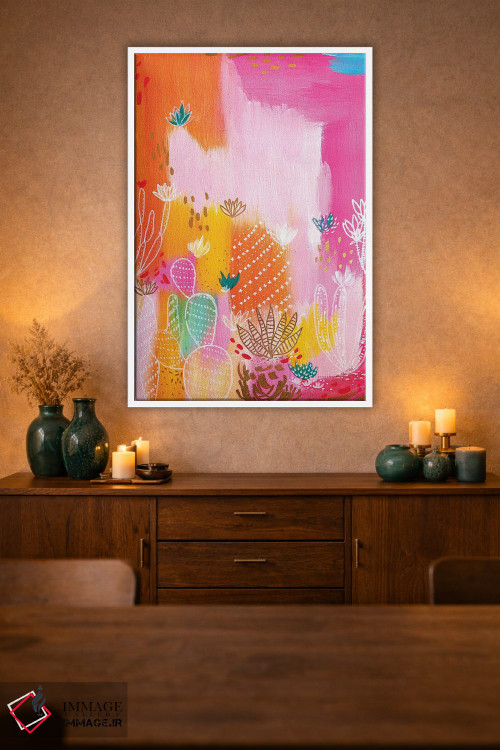 تابلو انتزاعی بیابان صورتی اثر اتاوی - D1W