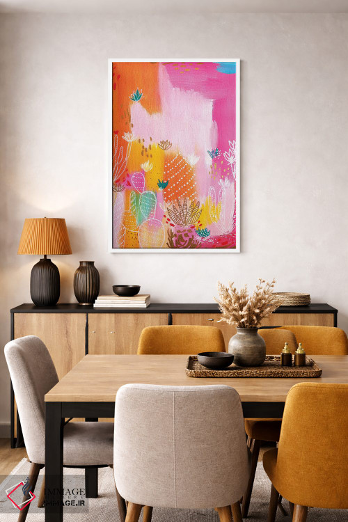 تابلو انتزاعی بیابان صورتی اثر اتاوی - D5W