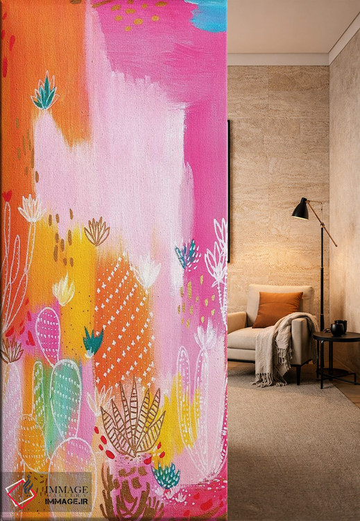 تابلو انتزاعی بیابان صورتی اثر اتاوی - D6B