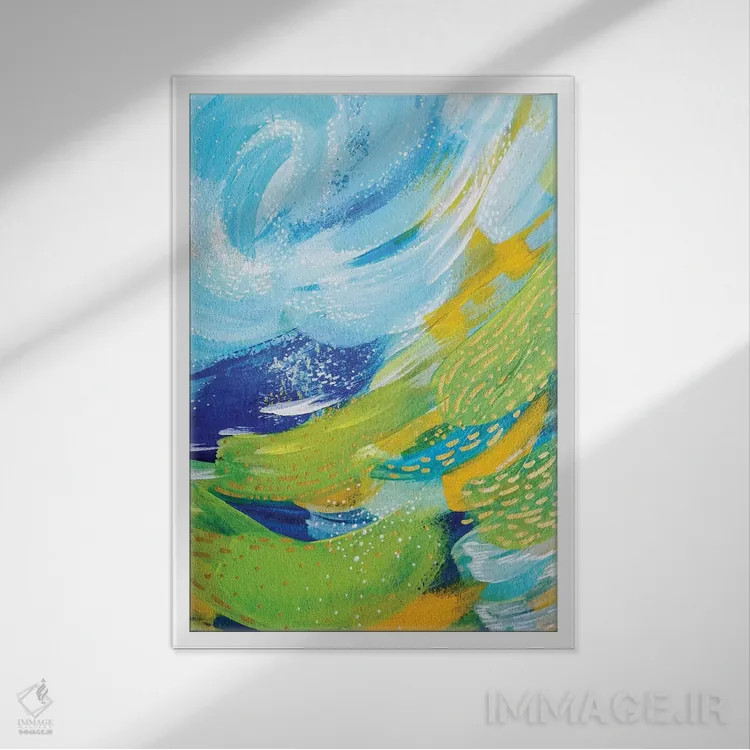 تابلو انتزاعی شماره ۷ اثر اتاوی - نمای قابدار سفید