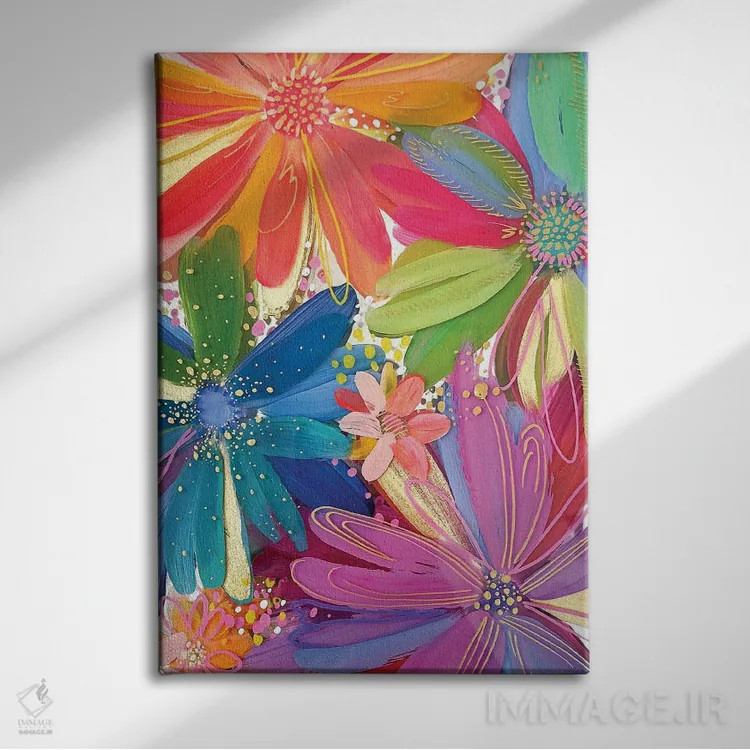 تابلو دکوراتیو گل ها روی شیشه I اثر اتاوی - نمای روبهرو روی دیوار