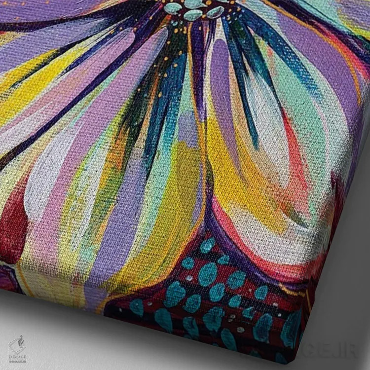 تابلو دکوراتیو باغ زراندود I اثر اتاوی - نمای نزدیک بافت بوم