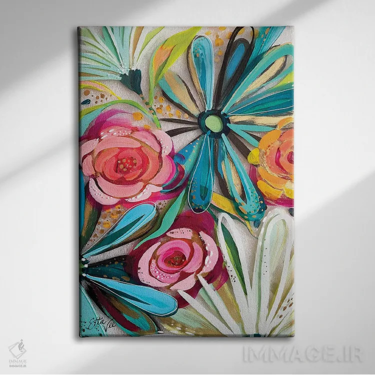 تابلو دکوراتیو گل ها روی شیشه II اثر اتاوی - نمای روبهرو روی دیوار