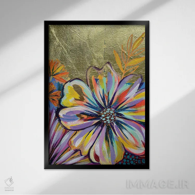 تابلو دکوراتیو باغ زراندود I اثر اتاوی - نمای قابدار مشکی