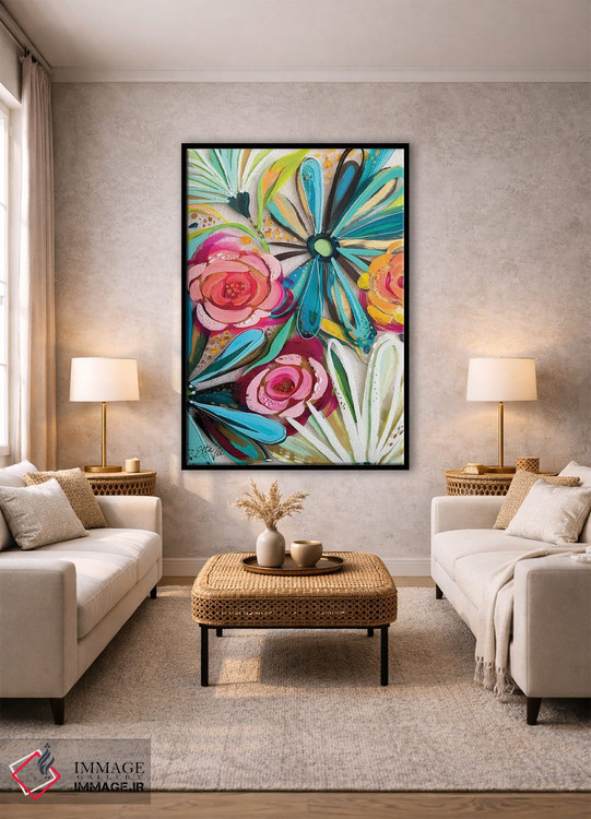 تابلو دکوراتیو گل ها روی شیشه II اثر اتاوی - D2B