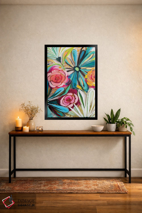 تابلو دکوراتیو گل ها روی شیشه II اثر اتاوی - D5B