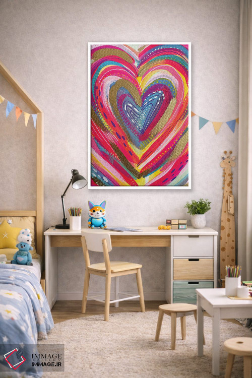 تابلو دکوراتیو قلب پرتوافشان III اثر اتاوی - D1W