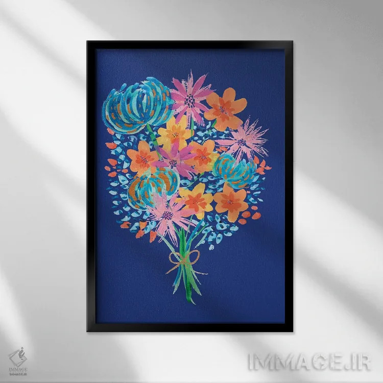 تابلو دکوراتیو دسته گل دوم اثر اتاوی - نمای قابدار مشکی