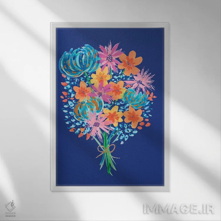 تابلو دکوراتیو دسته گل دوم اثر اتاوی - نمای قابدار سفید