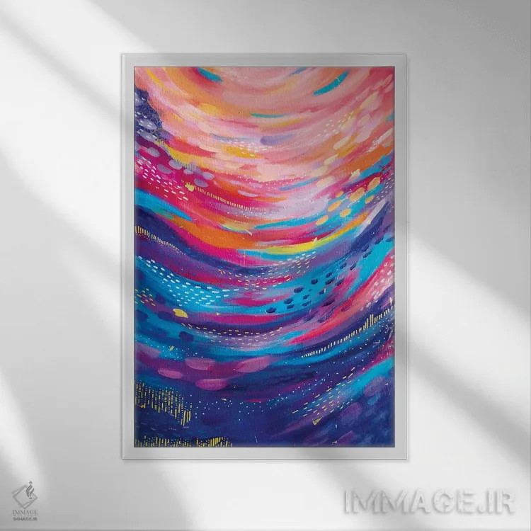 تابلو انتزاعی شماره ۳۴ اثر اتاوی - نمای قابدار سفید