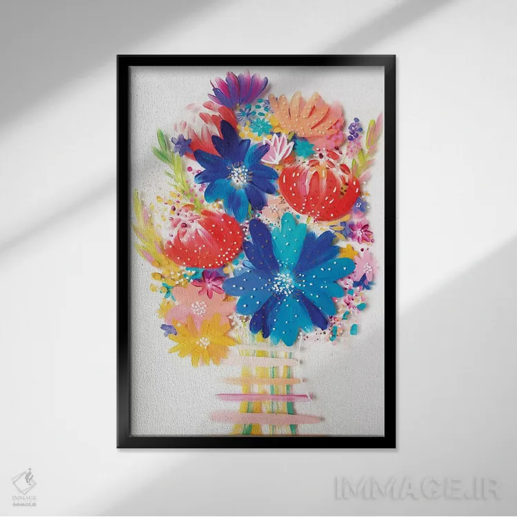 تابلو دکوراتیو دسته گل سوم اثر اتاوی - نمای قابدار مشکی