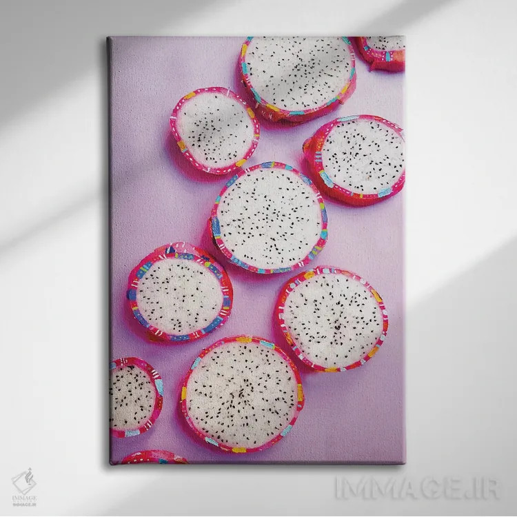 تابلو مینیمال میوه اژدها اثر اتاوی - نمای روبهرو روی دیوار