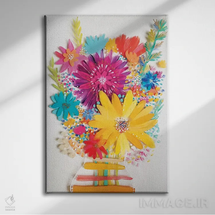 تابلو دکوراتیو دسته گل چهارم اثر اتاوی - نمای روبهرو روی دیوار