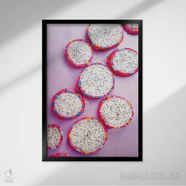 تابلو مینیمال میوه اژدها اثر اتاوی - نمای قابدار مشکی